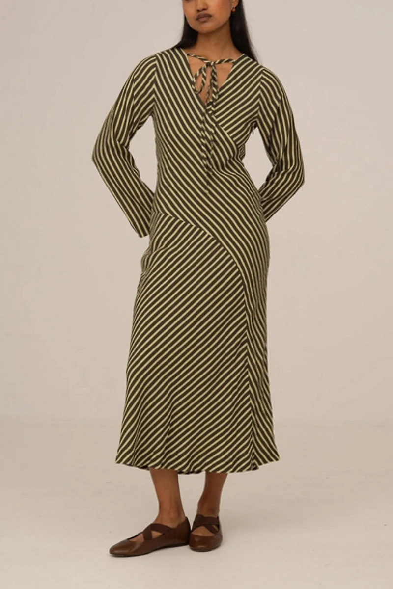Carmen Says Pebble Striped Midi Dress