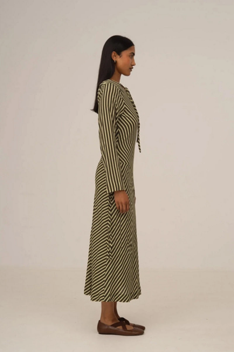 Carmen Says Pebble Striped Midi Dress
