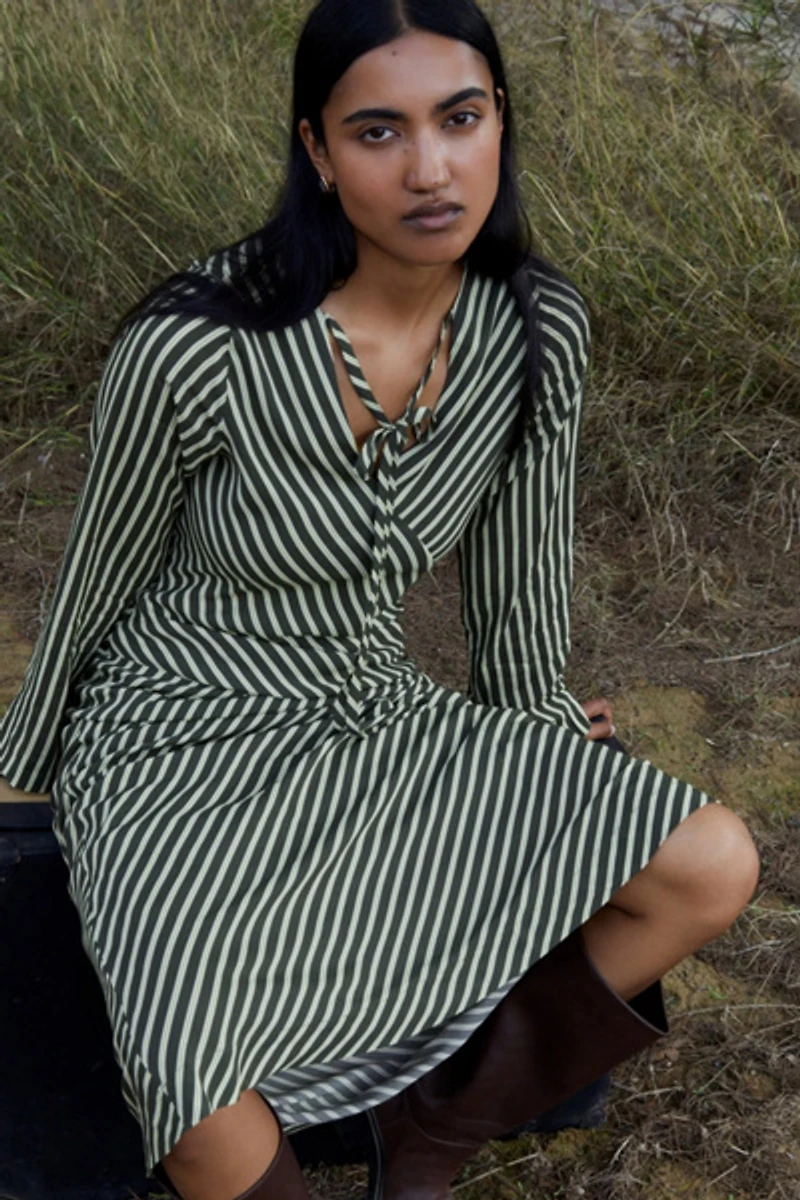 Carmen Says Pebble Striped Midi Dress