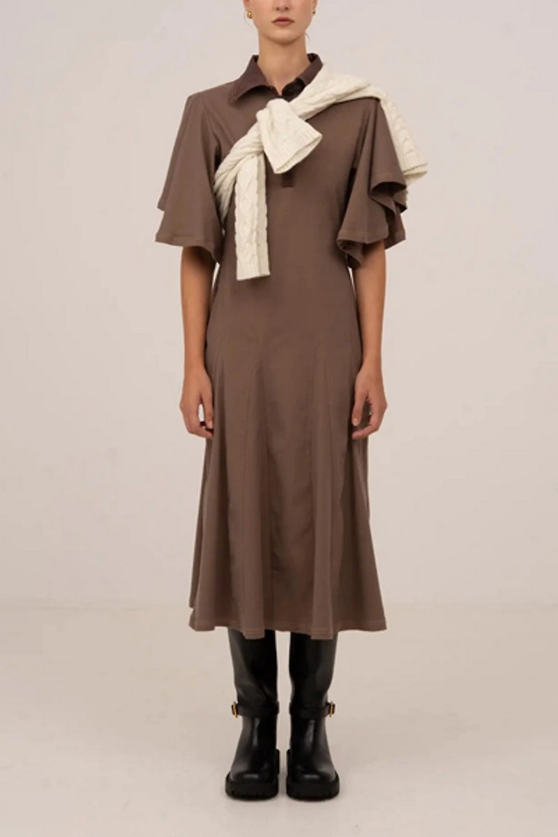 Carmen Says Mocha Brown Midi Dress