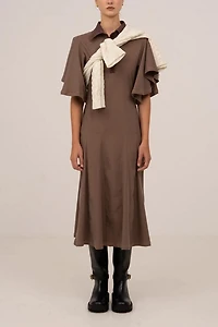 Carmen Says Mocha Brown Midi Dress