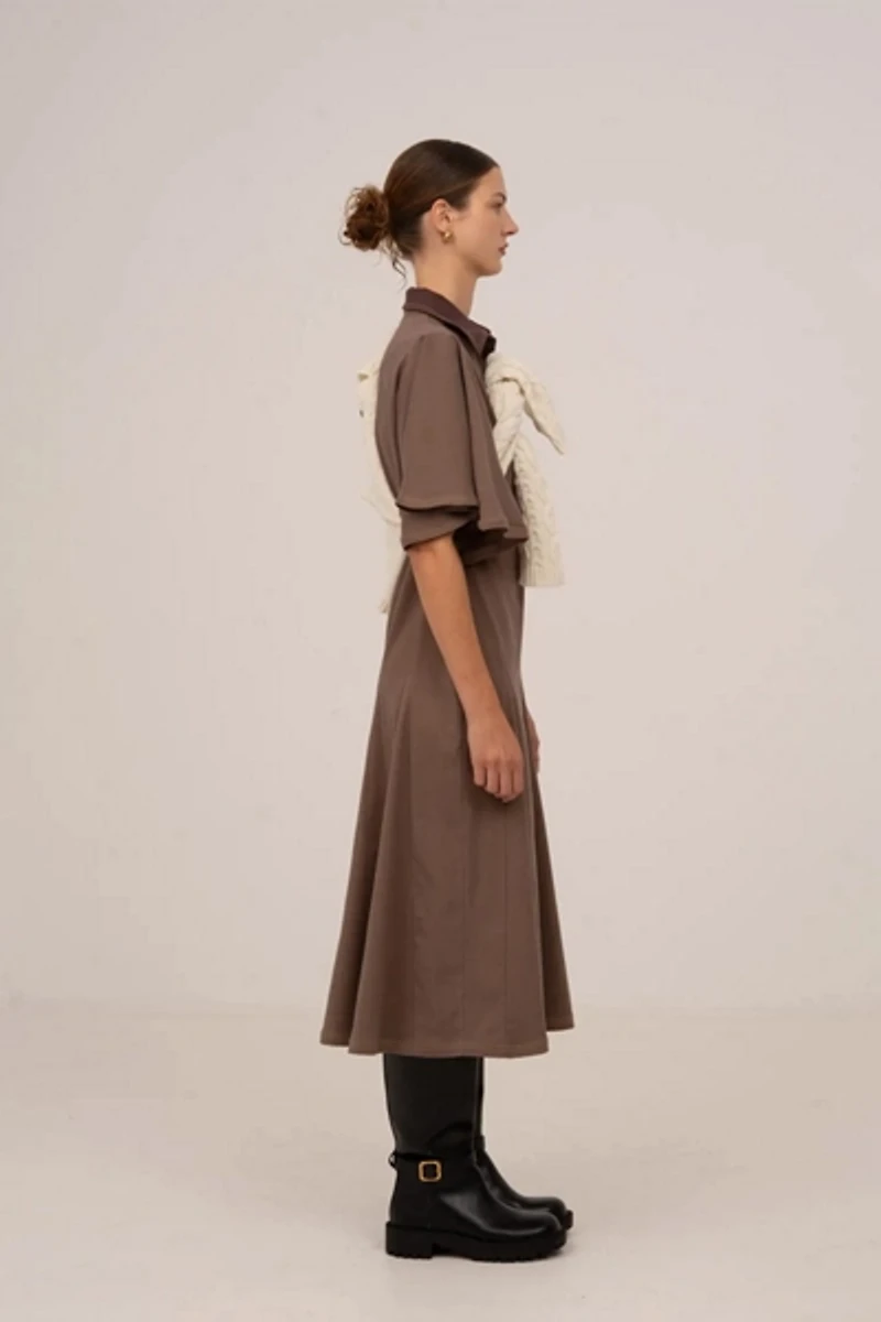 Carmen Says Mocha Brown Midi Dress