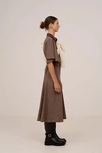 Carmen Says Mocha Brown Midi Dress
