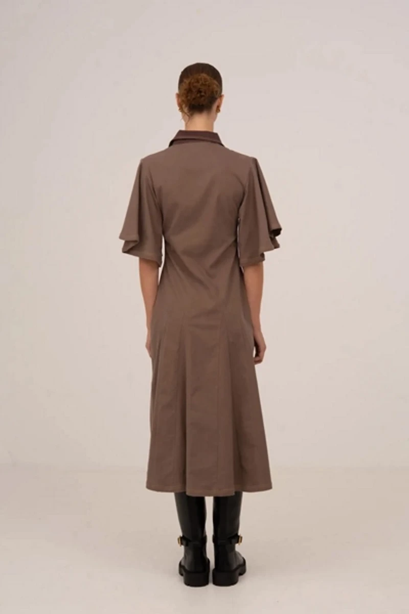 Carmen Says Mocha Brown Midi Dress