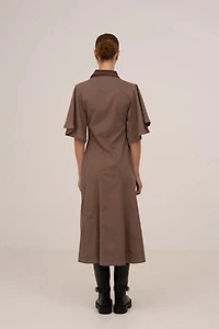 Carmen Says Mocha Brown Midi Dress
