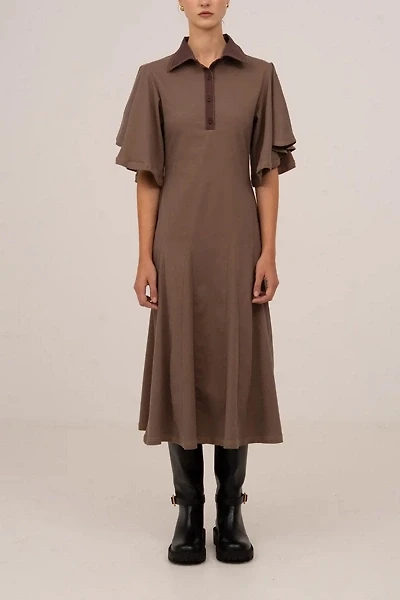 Carmen Says Mocha Brown Midi Dress
