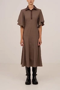 Carmen Says Mocha Brown Midi Dress