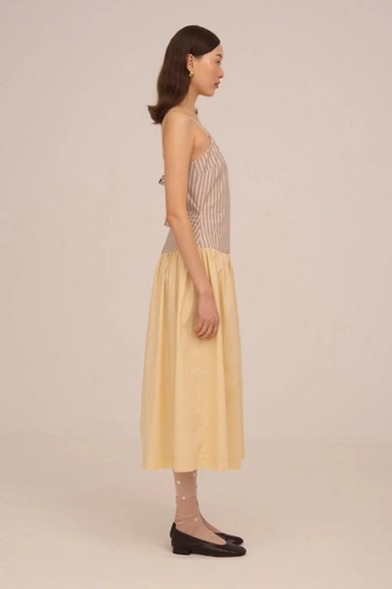 Carmen Says Strawberry Crush Pink Striped Midi Dress