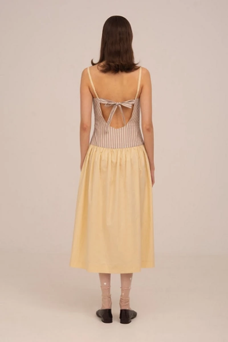 Carmen Says Strawberry Crush Pink Striped Midi Dress