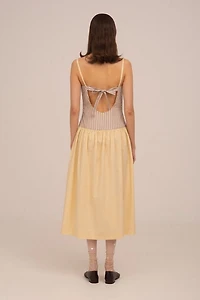 Carmen Says Strawberry Crush Pink Striped Midi Dress