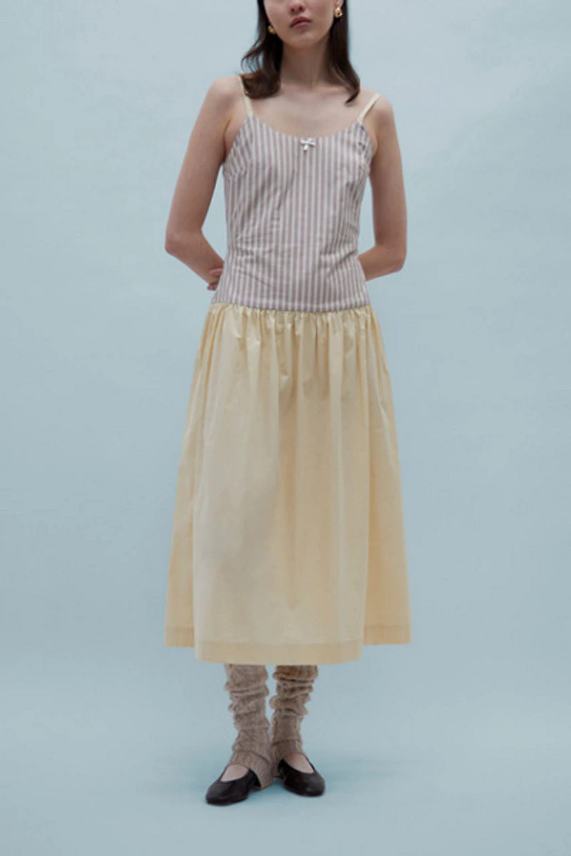 Carmen Says Strawberry Crush Pink Striped Midi Dress