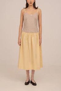 Carmen Says Strawberry Crush Pink Striped Midi Dress