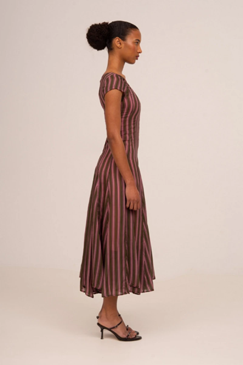 Carmen Says Striped Honour  Print Occasion Dress