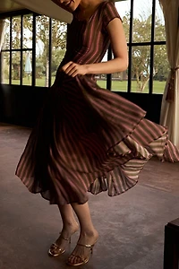 Carmen Says Striped Honour  Print Occasion Dress