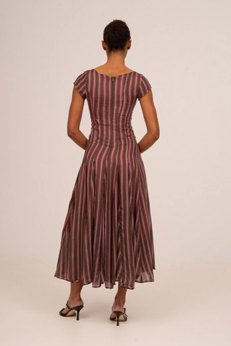 Carmen Says Striped Honour  Print Occasion Dress