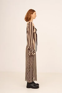 Carmen Says Gingerbread Brown Striped Dress