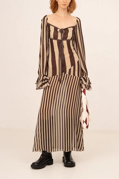 Carmen Says Gingerbread Brown Striped Dress