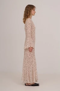 Carmen Says Peach Polka Dot Print Jester Dress