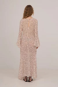 Carmen Says Peach Polka Dot Print Jester Dress