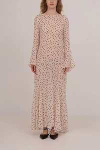 Carmen Says Peach Polka Dot Print Jester Dress