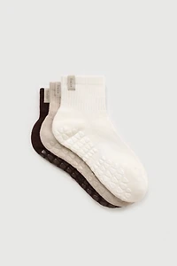 Fraise Quarter Crew Grip Socks (Set of 3)