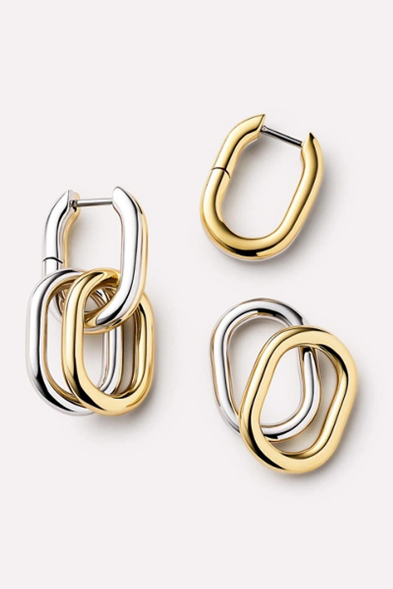 Ana Luisa Ash Double Two Tone Links Drop Earrings