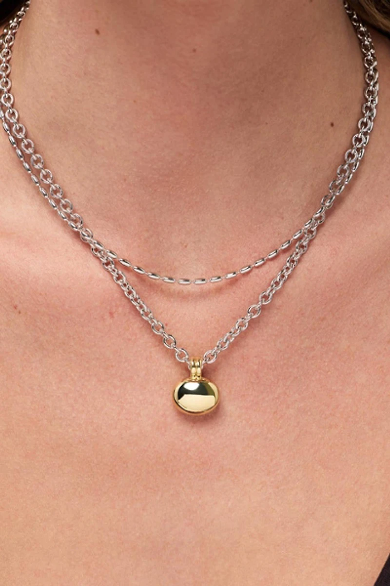 Ana Luisa Pebble Statement Two Tone Pendant Necklace