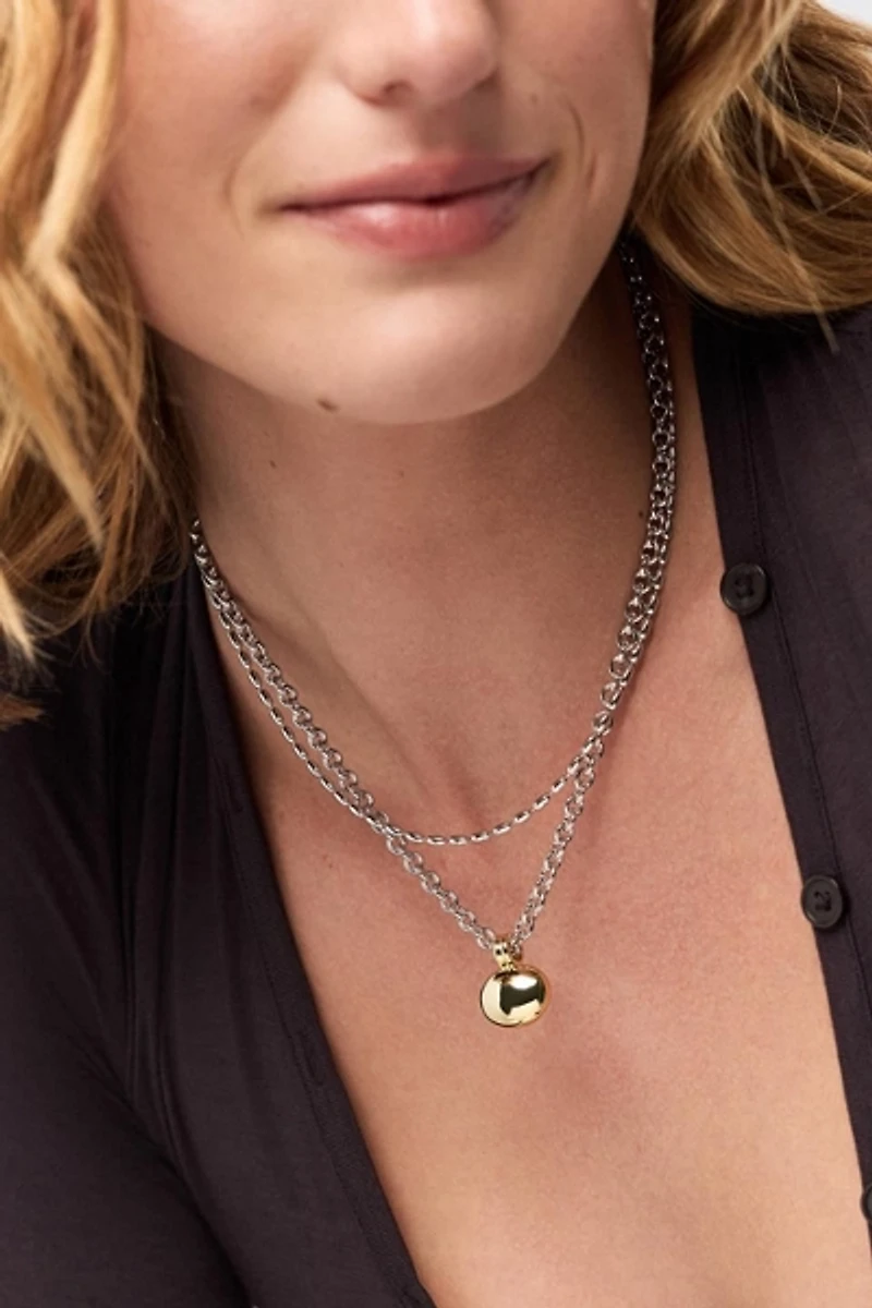Ana Luisa Pebble Statement Two Tone Pendant Necklace