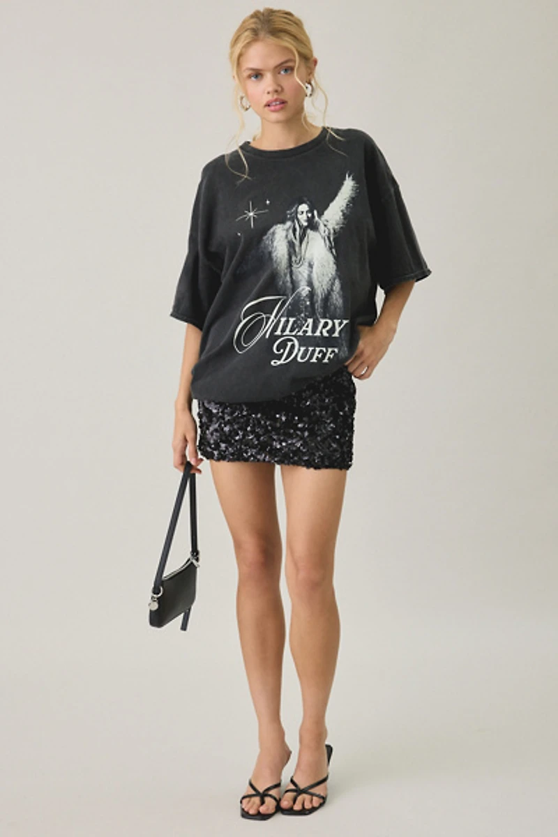 Hilary Duff Graphic Oversized T-Shirt Dress
