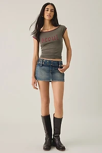 Seoul Cutout Graphic Double Layer Boatneck Baby Tee
