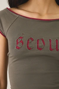Seoul Cutout Graphic Double Layer Boatneck Baby Tee