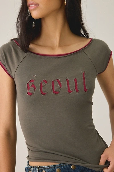 Seoul Cutout Graphic Double Layer Boatneck Baby Tee
