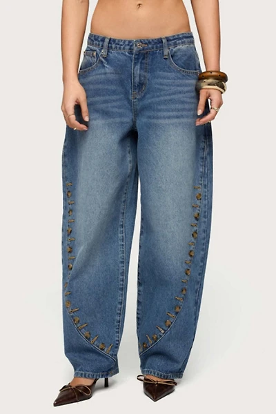 Edikted Button Stitch Low Rise Barrel Jeans