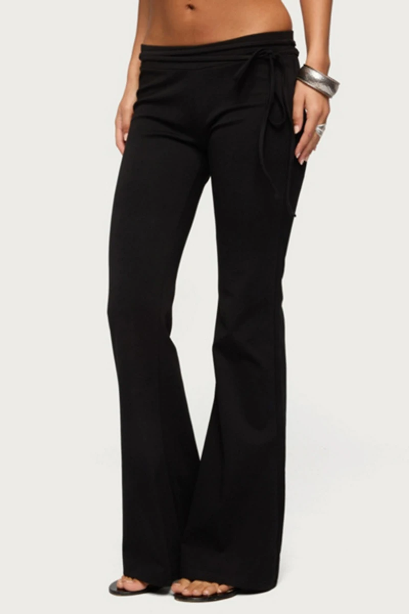 Edikted Junipar Waist Tie Flared Pants