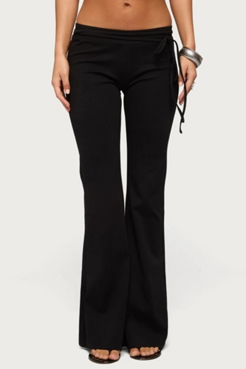 Edikted Junipar Waist Tie Flared Pants