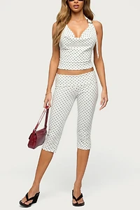 Edikted Eloisa Polka Dot Foldover Capri Pants