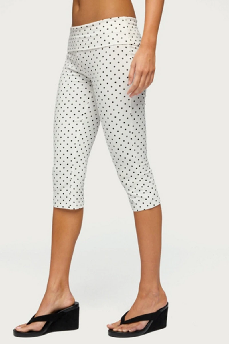 Edikted Eloisa Polka Dot Foldover Capri Pants