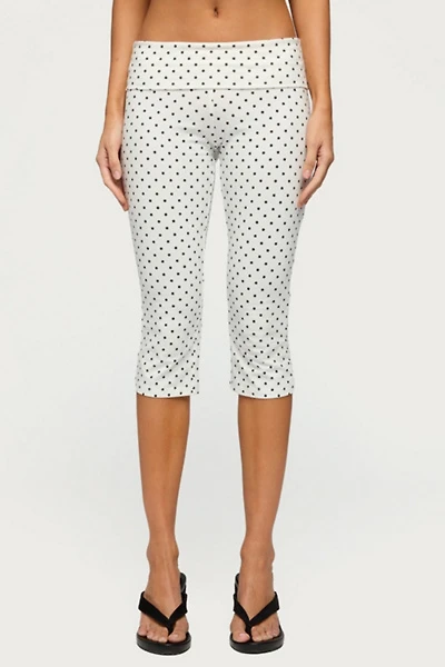 Edikted Eloisa Polka Dot Foldover Capri Pants