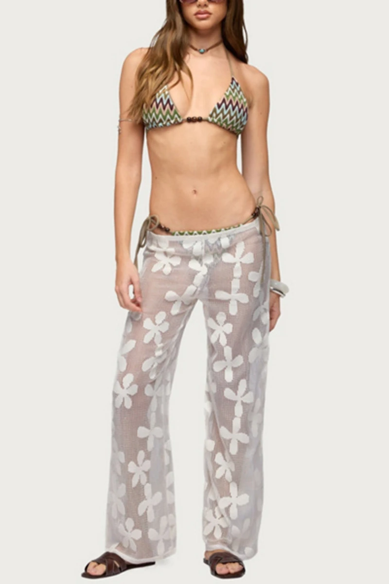 Edikted Candace Floral Texured Sheer Pants