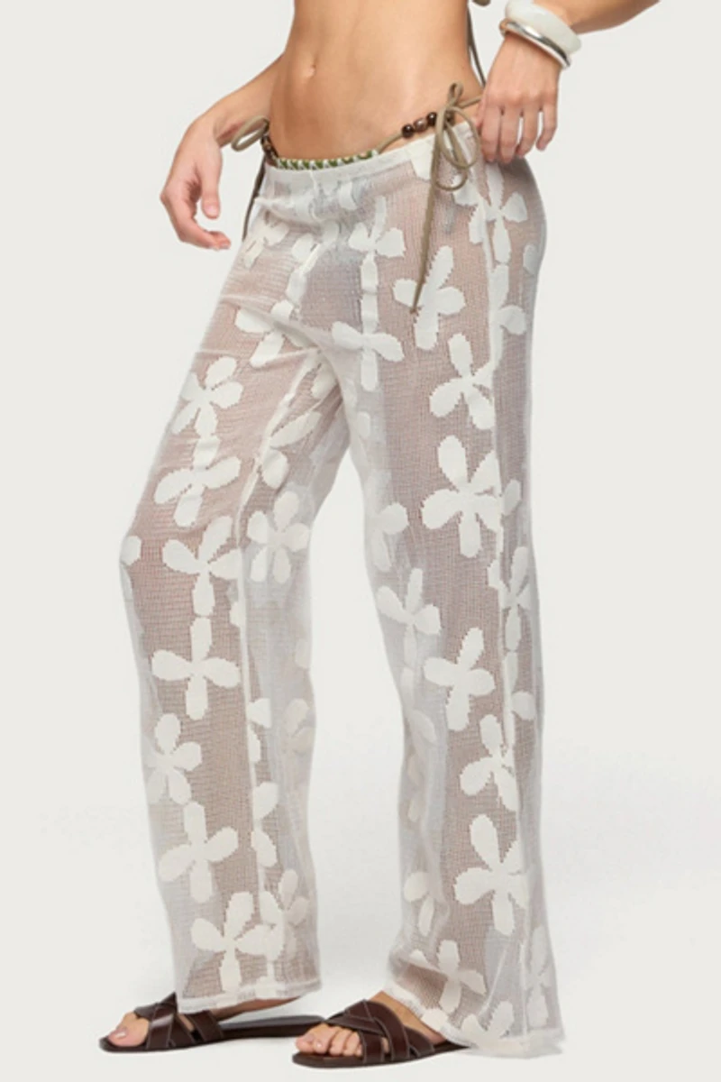 Edikted Candace Floral Texured Sheer Pants