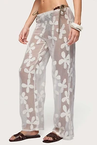 Edikted Candace Floral Texured Sheer Pants