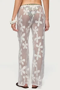 Edikted Candace Floral Texured Sheer Pants