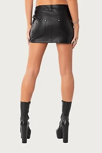 Edikted Maya Faux Leather Mini Skirt