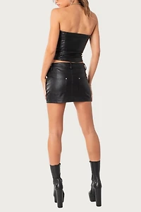 Edikted Maya Faux Leather Mini Skirt