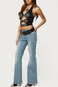 Edikted Lettie Rhinestone Cut Out Halter Top