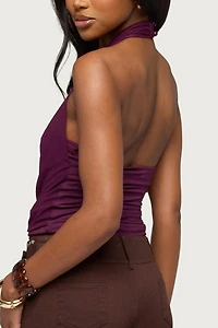 Edikted Layered Mesh Gathered Halter Top
