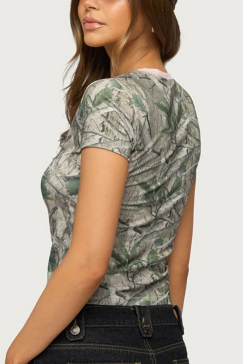 Edikted Alaia Contrast Camo T Shirt