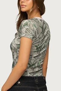 Edikted Alaia Contrast Camo T Shirt