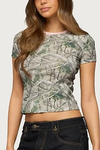 Edikted Alaia Contrast Camo T Shirt