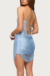 Edikted Izabel Fringed Backless Mini Dress